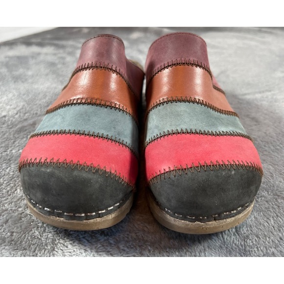 Sanita Clogs Womens EU 37 US 7 Multicolor Colorblock Slip On Mules Comfort Boho - Picture 4 of 9